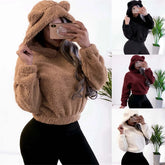 Korean Bear Ears Fluffy Hoodie