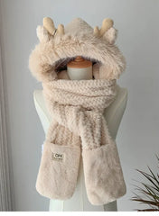 Elk Antlers Winter Hat & Scarf Set