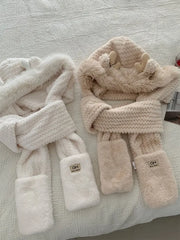 Elk Antlers Winter Hat & Scarf Set