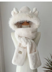Elk Antlers Winter Hat & Scarf Set