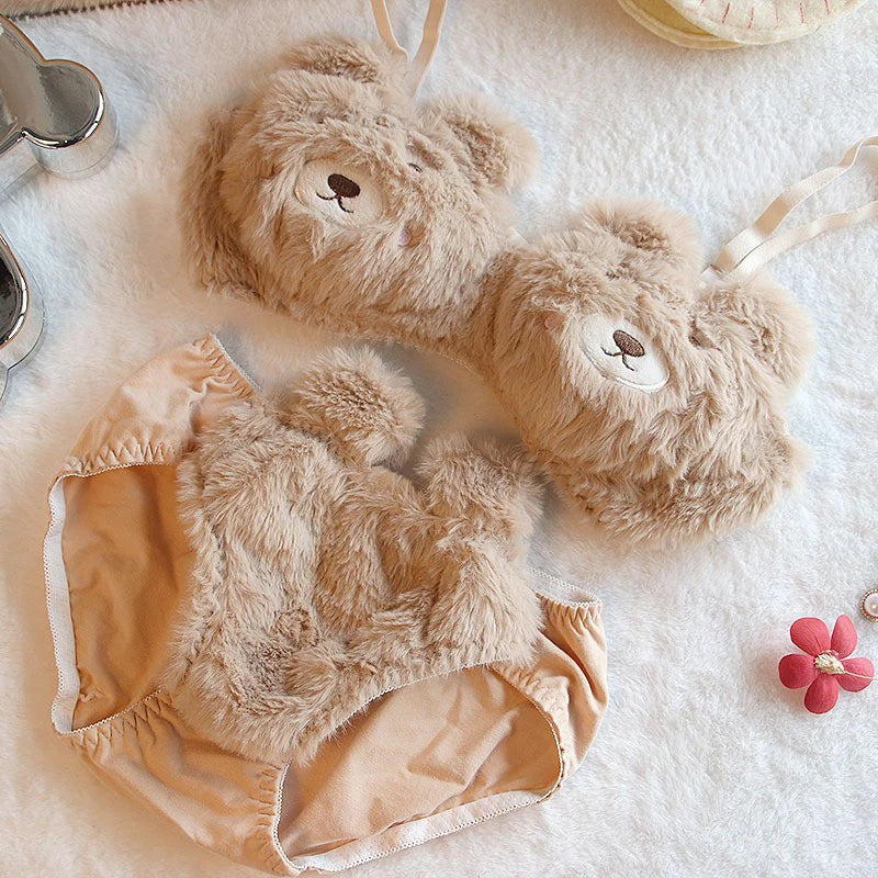 Cute Bear Plush Bra