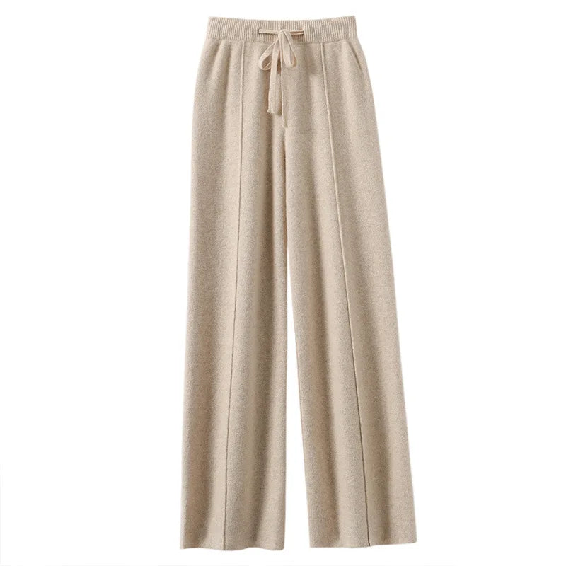 High-Waist Wide-Leg Knit Pants